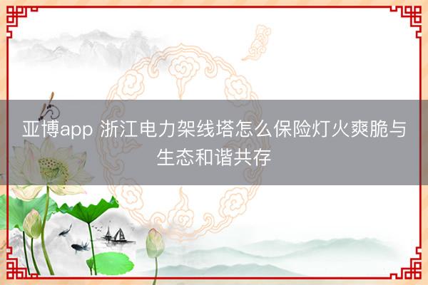 亚博app 浙江电力架线塔怎么保险灯火爽脆与生态和谐共存